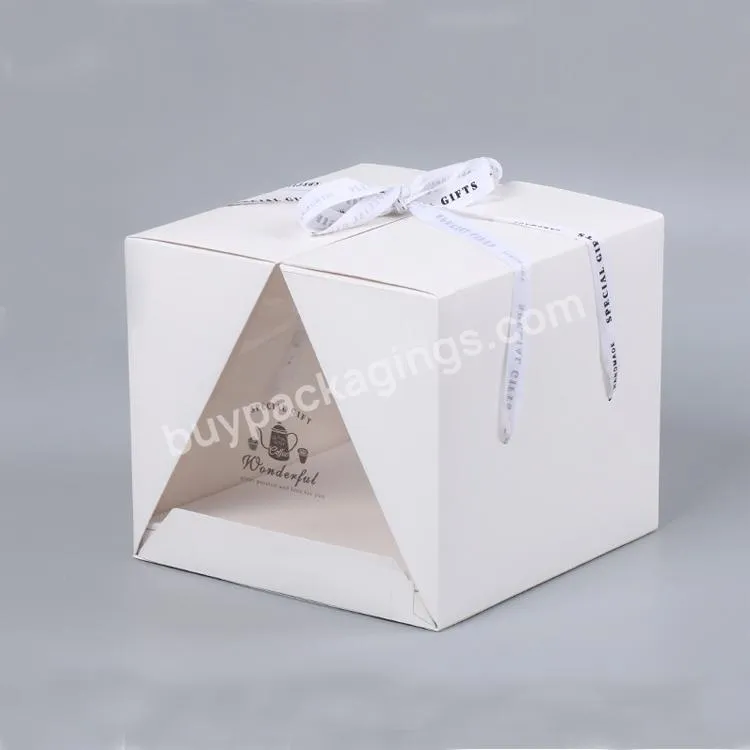 Luxury Printed Food Grade Portable Tall Transparent Plastic Square Wedding Clear Cake Container Box