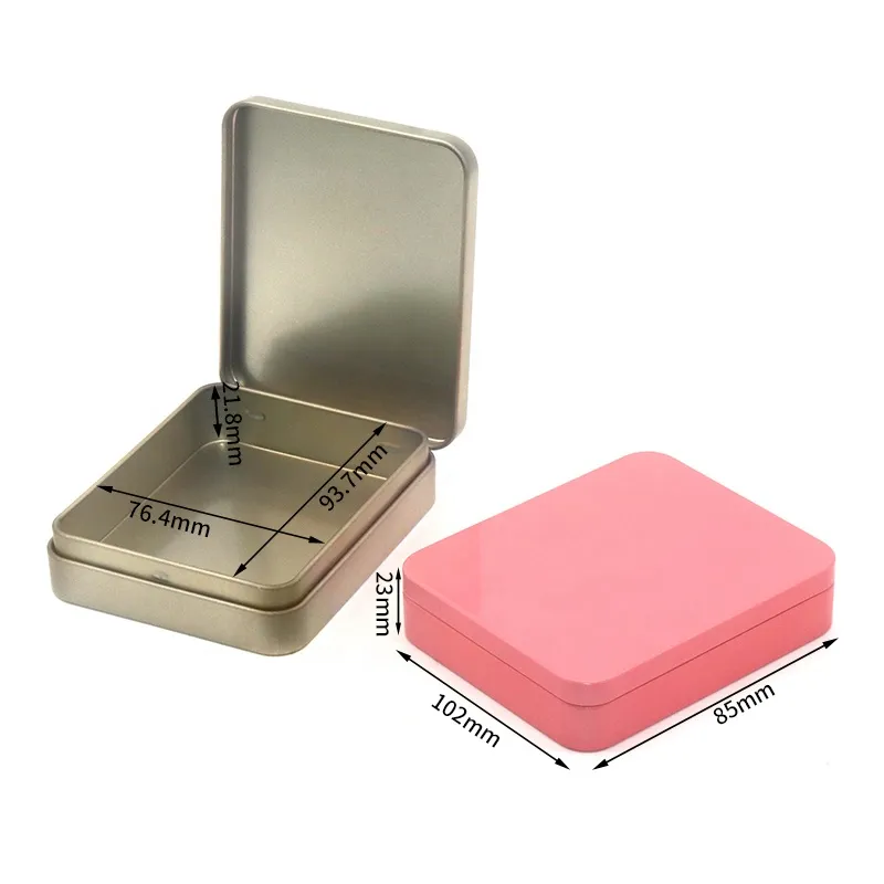 Luxury Rectangular Cosmetic Metal Tin Box Watercolor Tin Containers Biscuits Case Decoration Empty Hinged Tins