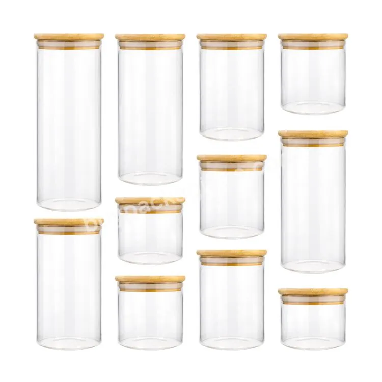 Luxury Round Airtight Coffee Candy Jar Glass Wholesale Kitchen Container Bamboo Smell Proof Glass Food Storage Jar With Lid - Buy Bamboo Glass Food Container,Candy Jar Glass Wholesale,Kitchen Containers Bamboo.