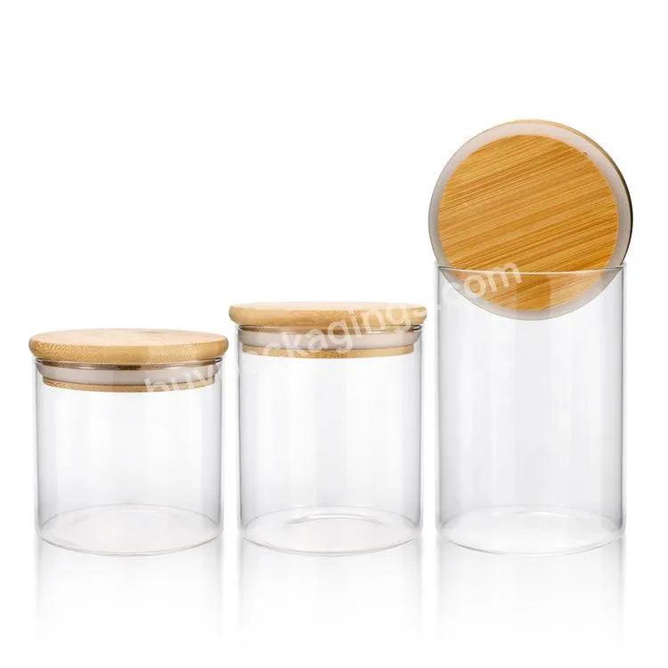 Luxury Round Airtight Coffee Candy Jar Glass Wholesale Kitchen Container Bamboo Smell Proof Glass Food Storage Jar With Lid - Buy Bamboo Glass Food Container,Candy Jar Glass Wholesale,Kitchen Containers Bamboo.