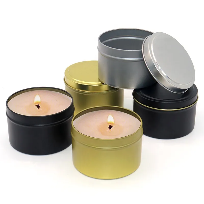 Luxury Soy Wax Scented Candles In Bulk Tin Tealight Deep Round Colored Candle Tins