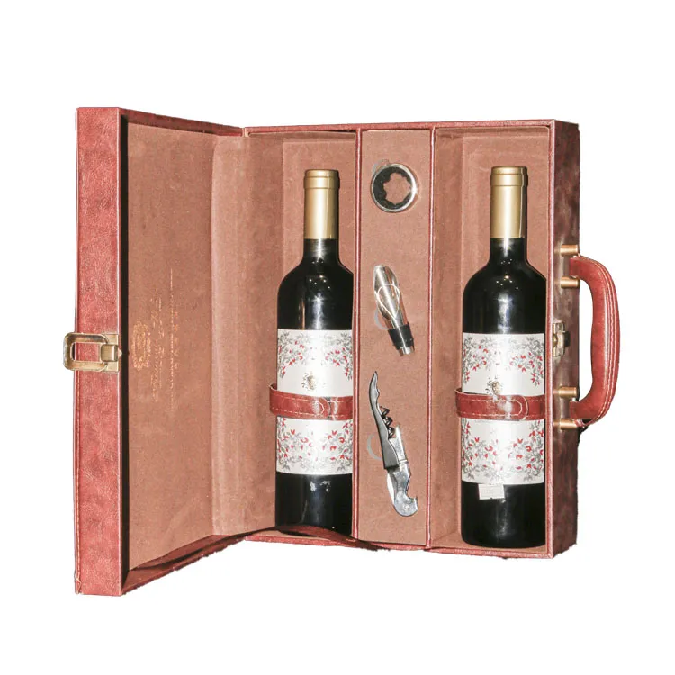 luxury wine bottle gift box leather wine boxes packing box wine with handle