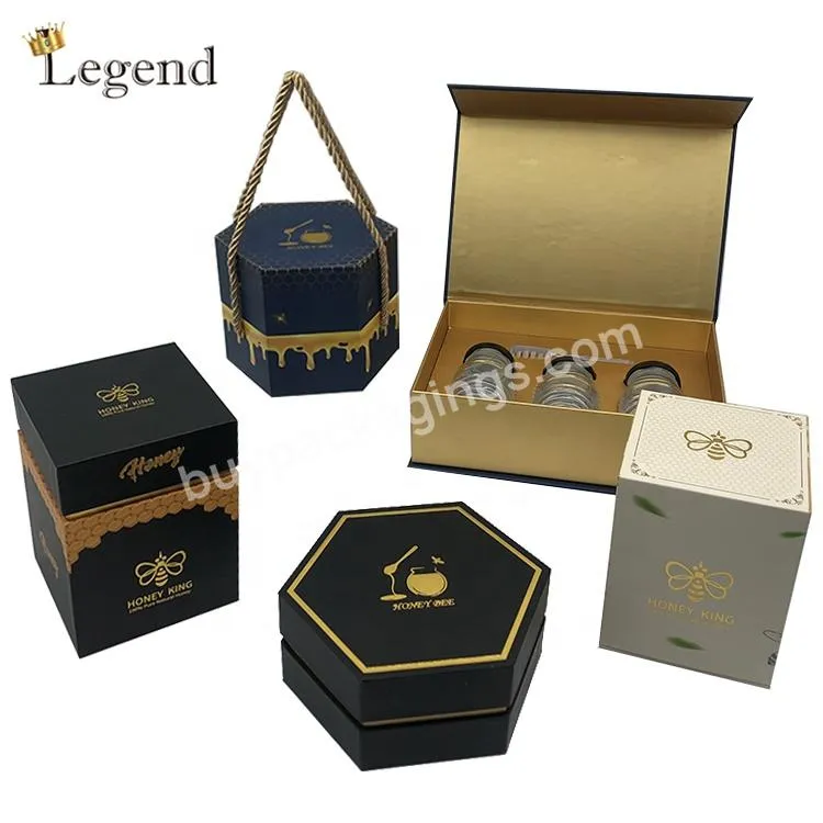 Magnetic Hexagon Lid Gift Packaging Boxes Honey Jar 500g 230ml 380ml Honey Box Luxury Whole Set Cardboard Honey Bottle Box