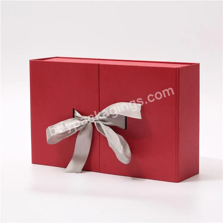 Manufacture Customized Logo Cute Large Paper Gift Packaging Box Set With Ribbon Closure
