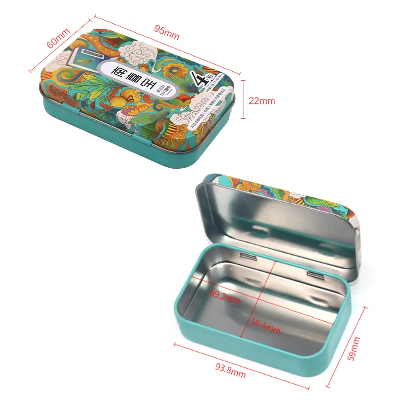 manufacture silver candy tin can case packaging metal boxes hinge gift tea cosmetic small square wholesale Custom metal tin box