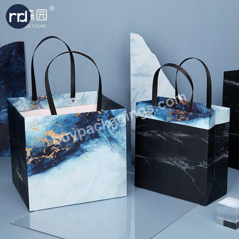 Manufacturer Custom Logo Black Luxury Clothes Packaging Shopping Bags with Handle