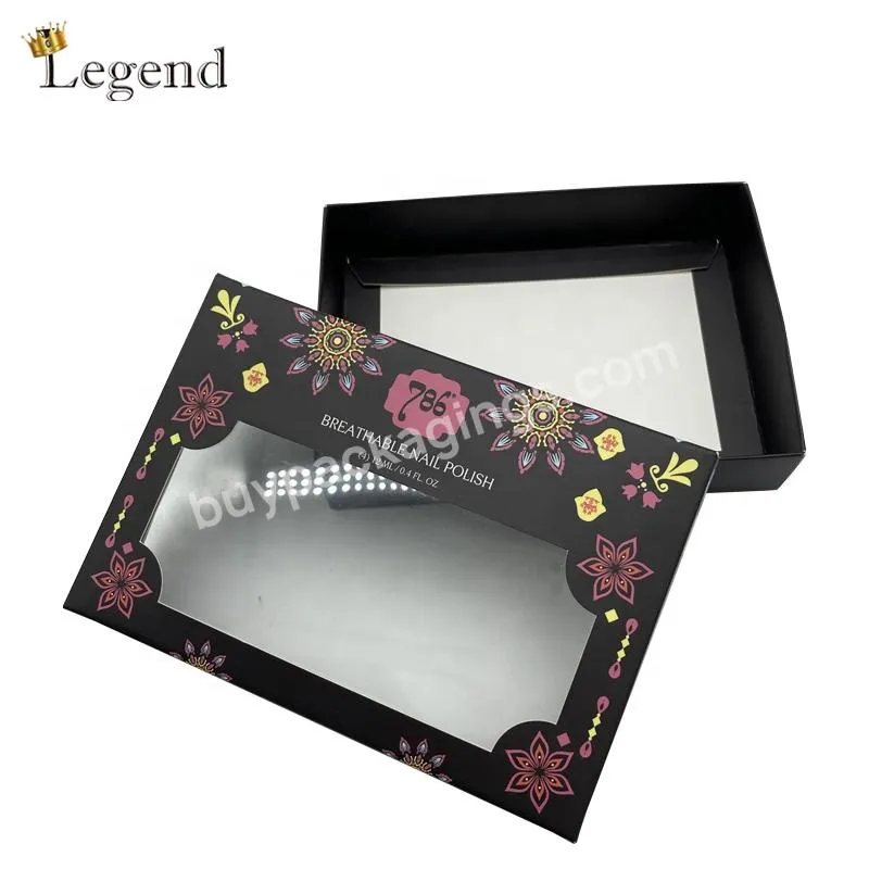 Manufacturer Gift Nail Polish Bottle Plastic Tray Packaging Custom Brand Logo Printing Paper Box with Window