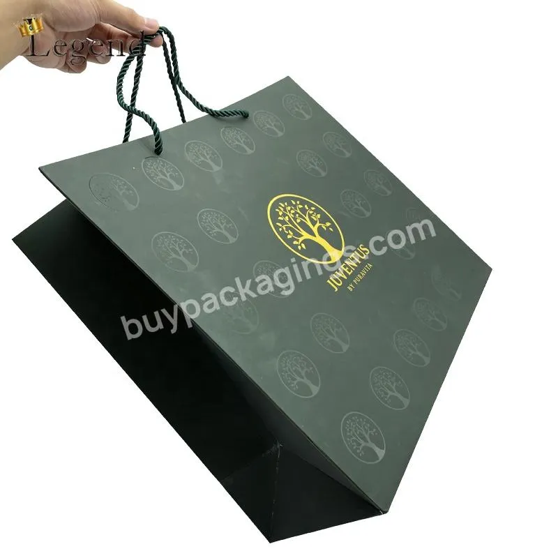 Manufacturer Gold Logo Spot UV Gold Custom Clothes Shoppnig Paper Packaging Bag Luxury Large Paper Bags