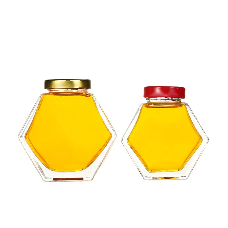 Manufacturer honey six-rowed glass bottle Bamboo lid wood lid iron lid jar jar with stir stick jam bird's nest Jar