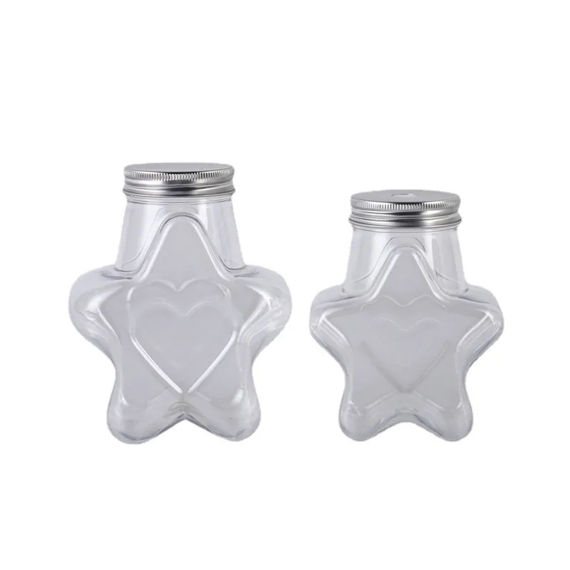 Manufacturer Ready Stock 300ml 500ml PET Star Creative Cute Shape Disposable Beverage  Plastic Bottle