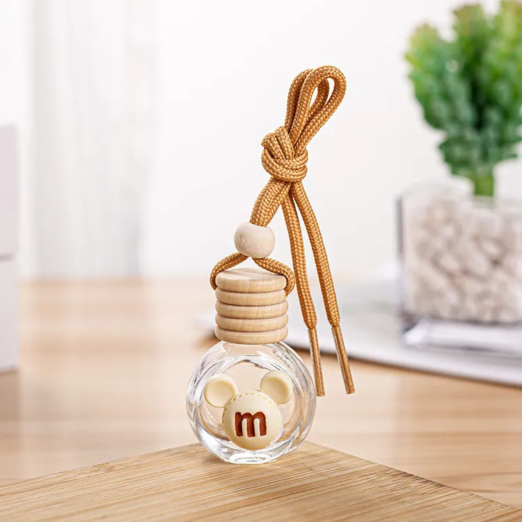 Manufacturer Supplier 10ml Car Pendant Diffuse Glass Material Flat and Round Shape Perfume Bottle