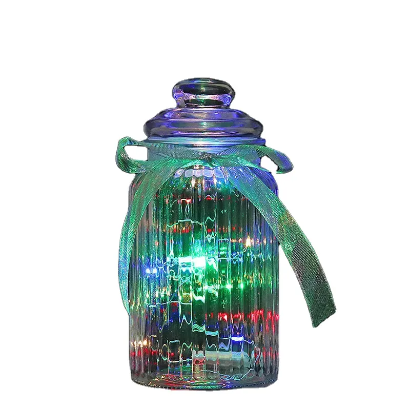 Manufacturer Supplier  Star Bottle LED Light String Glow Bottle For  Candy Vertical Grain Design Glass Jar