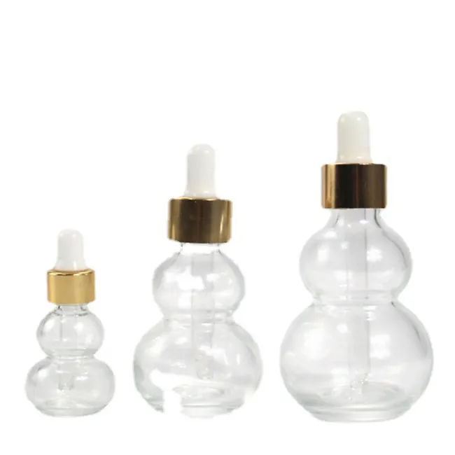 Manufacturer Supplier Transparent Double Gourd 8ml 30ml 50ml Essence Original Essential Oil Glass Bottle