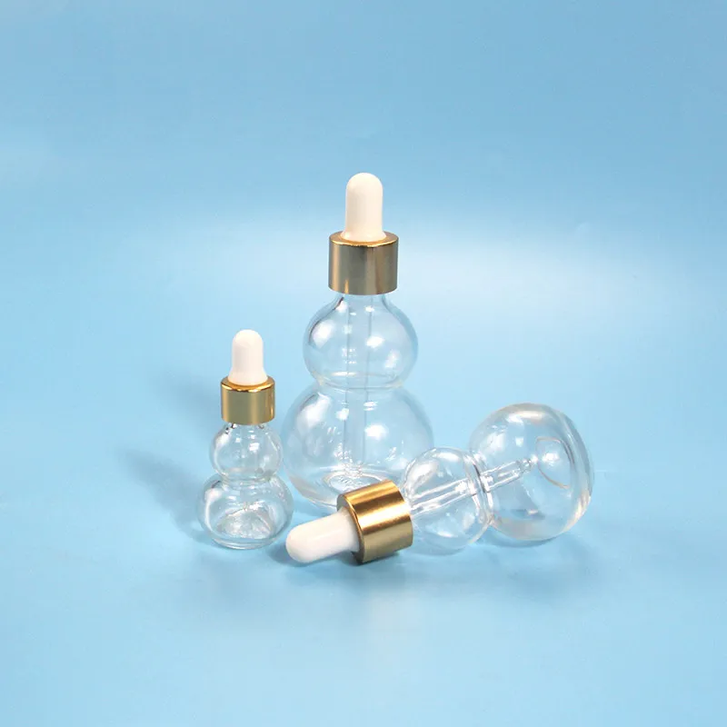 Manufacturer Supplier Transparent Double Gourd 8ml 30ml 50ml High Quality Essential Oil Glass Bottle