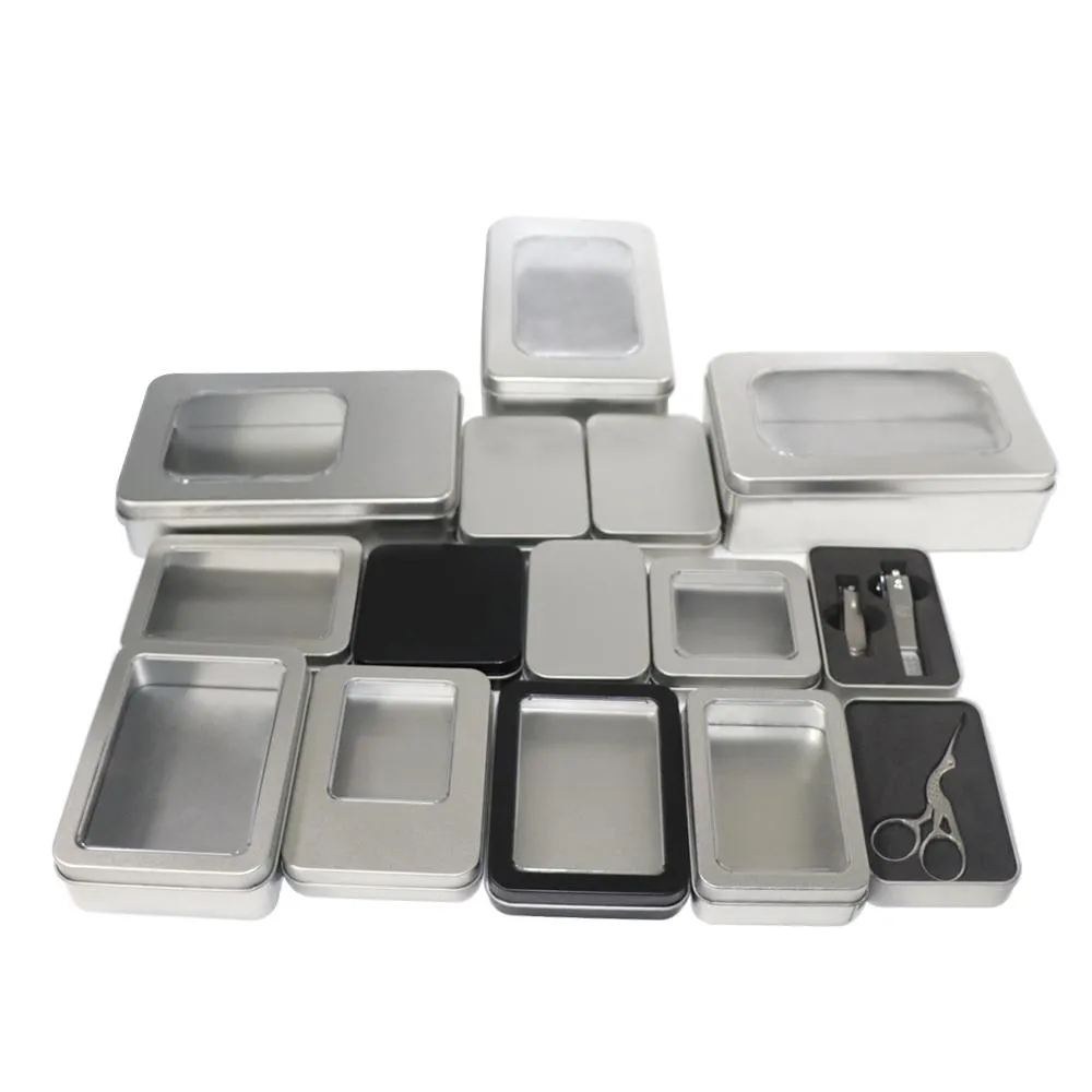 Manufacturer wholesale spot rectangular recyclable manicure set  storage  tin box OEM & ODM