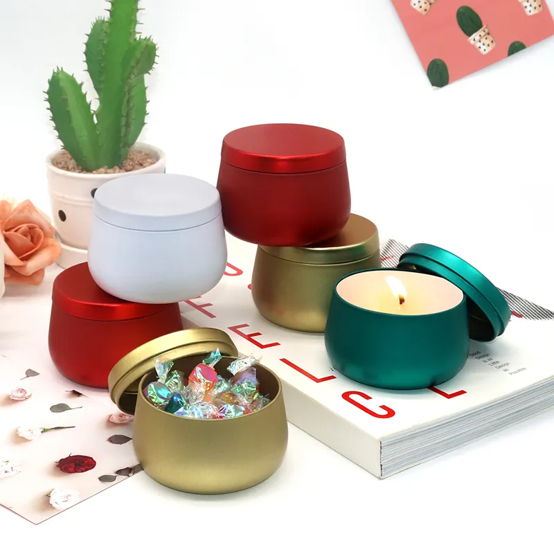 manufacturer wholesale travel tin candle gift box custom printed metal  Scented candle vessel tin can round