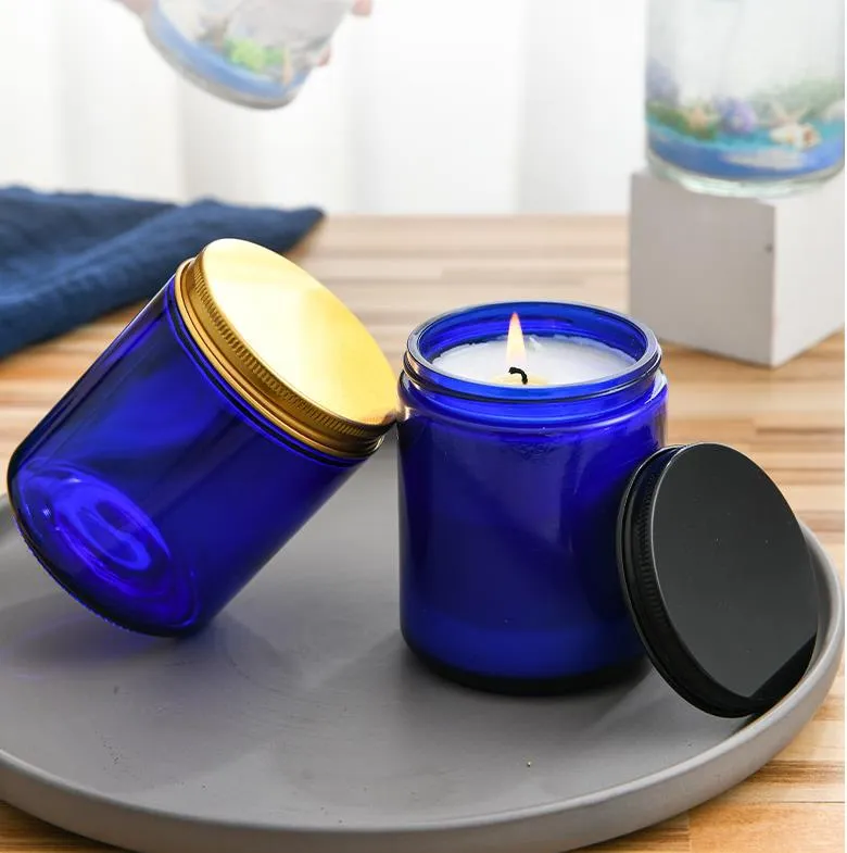 Manufacturers Custom Color Aromatherapy Candle Bottle Home Bedroom Fragrance Container Green Glass Candle Holder Cup Empty Jar