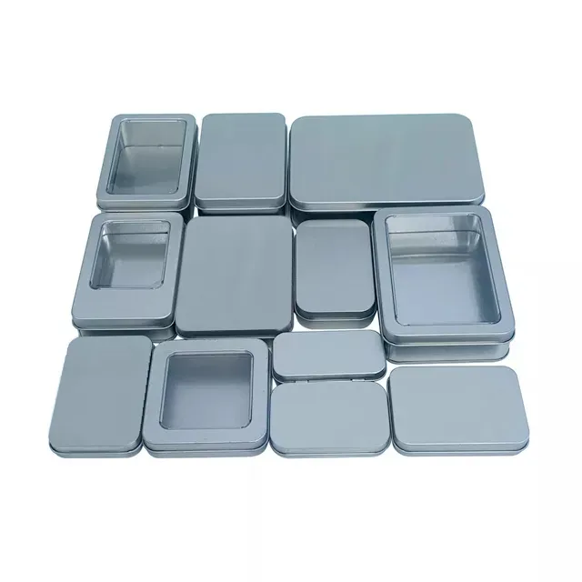 Manufacturers custom small Rectangular Hinged Tins can watch jewelry Metal Packing Wholesale Silver square round Tins Box