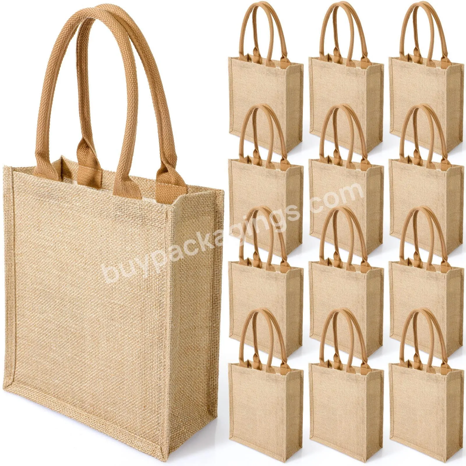 Manufacturers Natural Grocery Shopping Beach Jute Tote Bag Blank Burlap Tote Bag Custom