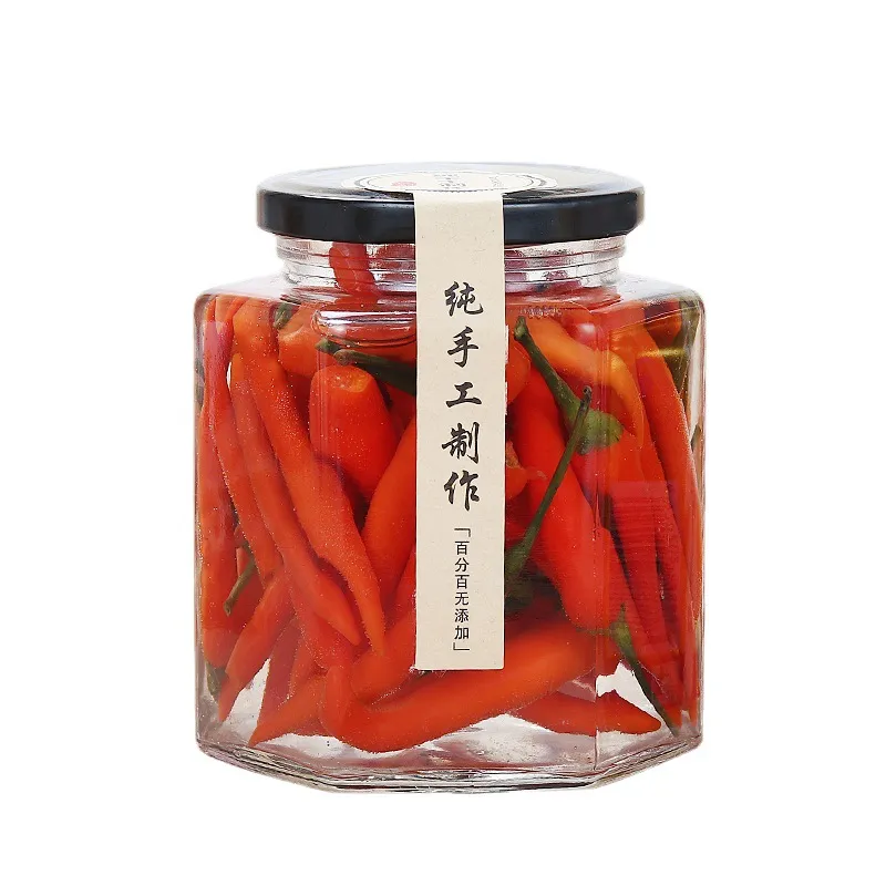 Manufacturers wholesale honey bottle glass pickles  jar pepper jam bottle sealed jar glass bottle