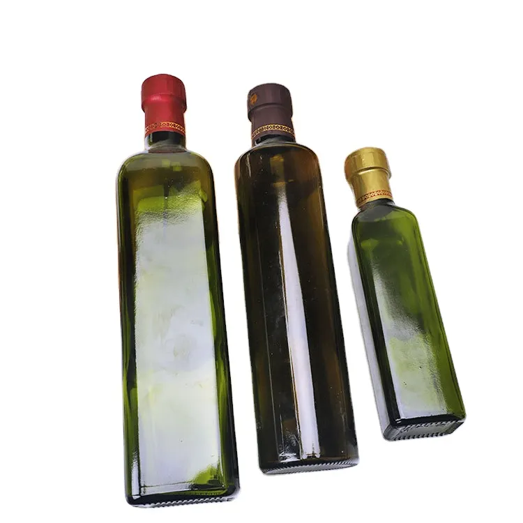 Manufactures Supplier Round Bottom 250ml Square Bottom Dark Green Brown 500ml Olive Oil Glass Bottle