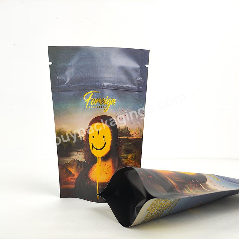 Matte Stand Up Zip Pouch Printed Plastic Bag Custom Pouch Packaging 3.5 Mylar Bags For Edibles