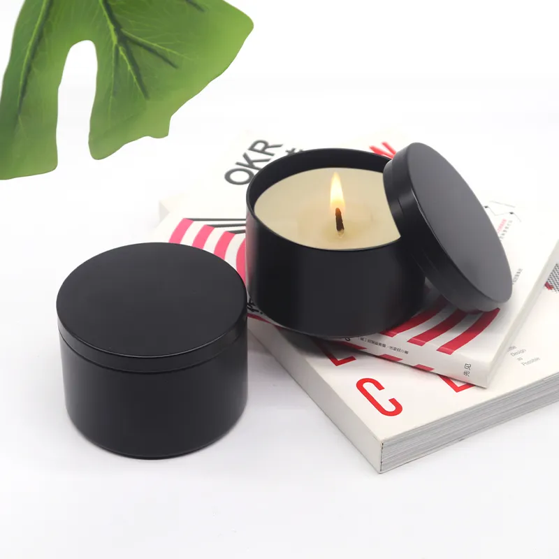 metal cookie tea tin candle round tins box wholesale matte black 8 oz tin candle scented containers 4 oz for candle