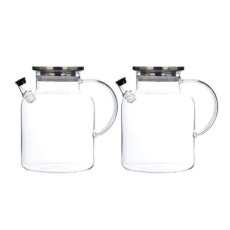 Metal Lid And Handle Household Heat Resistant Borosilicate Glass Tea Pot Glass Wine Pot