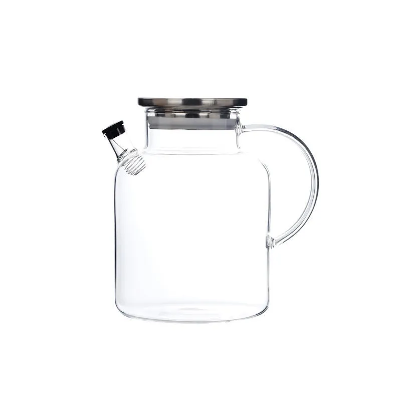 Metal Lid And Handle Household Heat Resistant Borosilicate Glass Tea Pot Glass Wine Pot