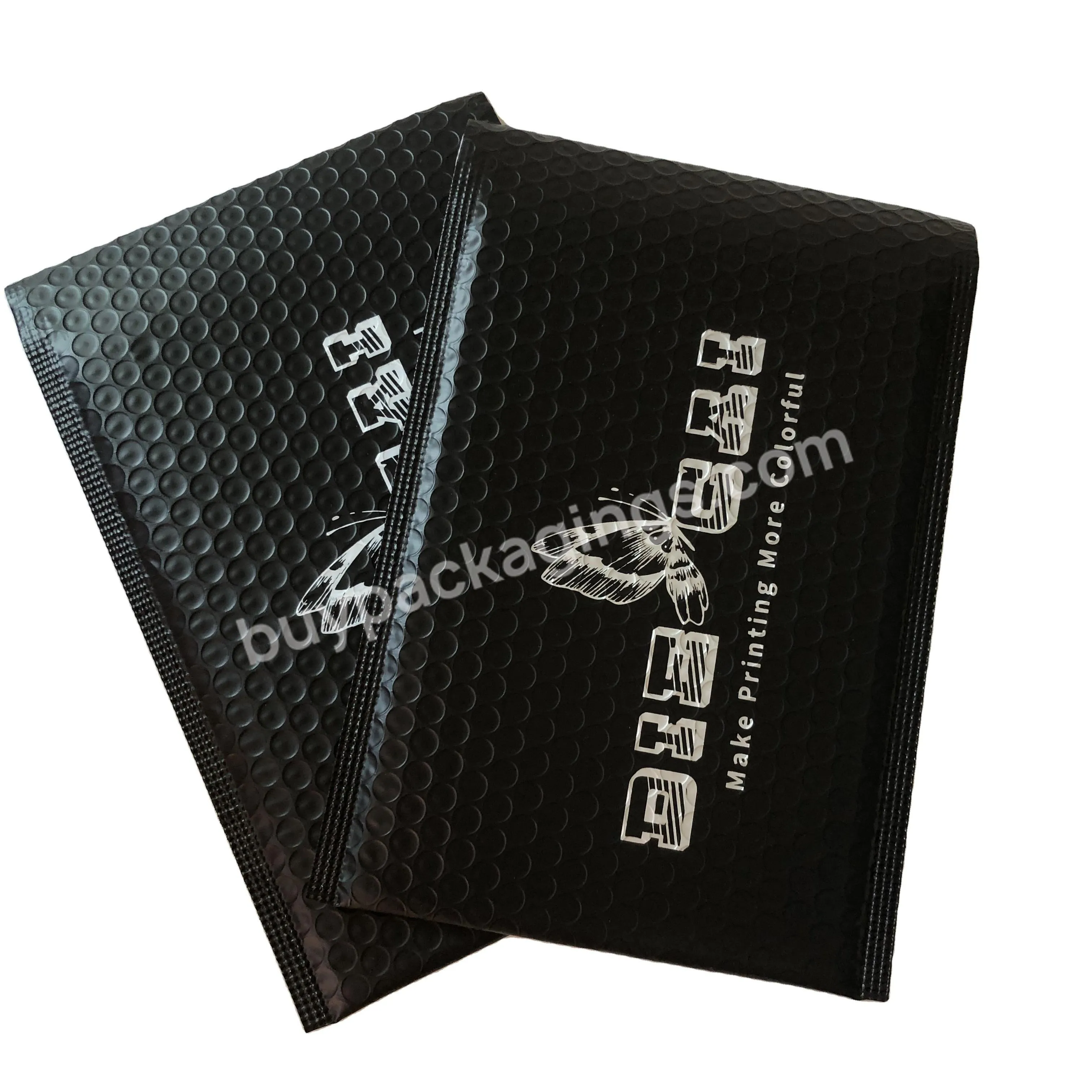 Metallic Bubble Envelope Bags Customized Printed Matte Black Metallic Foil Wrap Padded Packaging Bubble Mailer