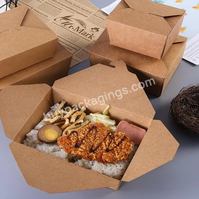 Microwaveable Recyclable Takeaway Kraft Paper Box,Custom Biodegradable Food Packaging Food Container