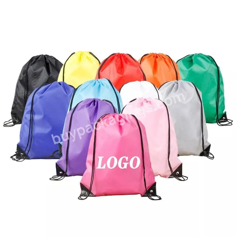 Multi Color Advertising 210d Portable Recycle Plain Polyester Drawstring Backpack Bag