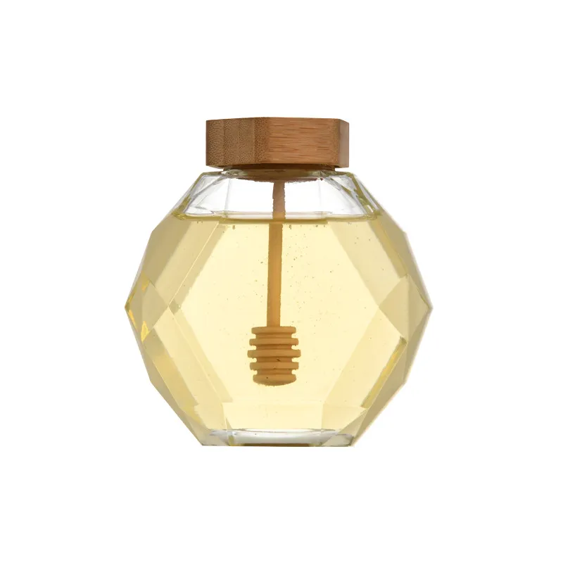 Multi Style Cheap Hexagon Clear 380ml Round Honey Cream Empty Glass Bottle Jar Storage With Screw Lid