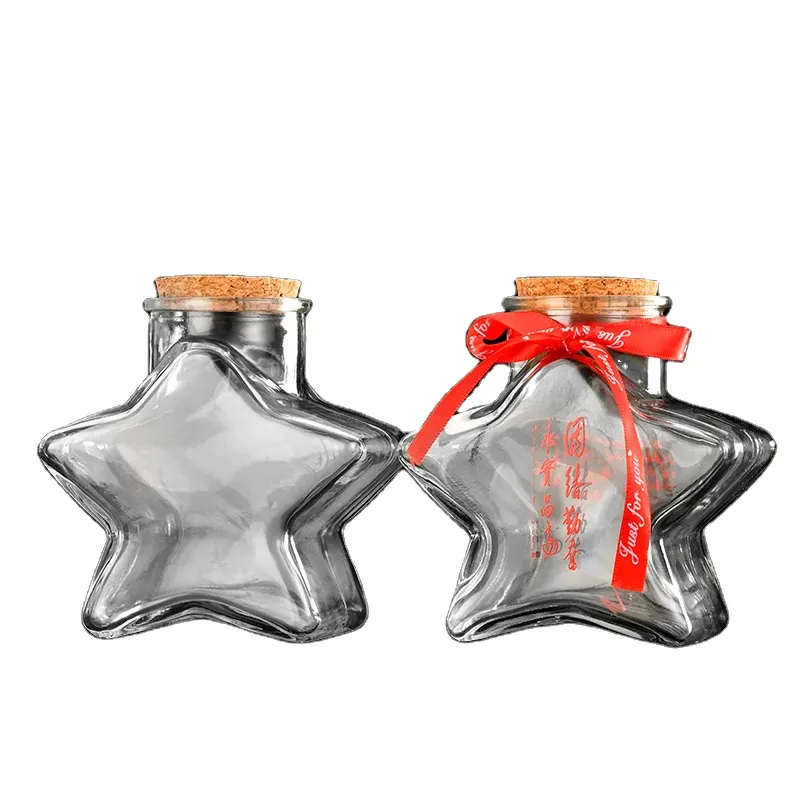 Multiple Specification Wishing Bottle Five-pointed Star DIY Wooden Plug Decorative Ornaments Small Mouth Glass Bottle