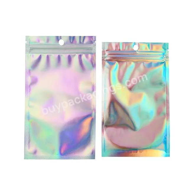 Mylar Bags Hologram Zip Lock Stand Up Pouch Holographic Zipper Packing Bags For Cosmetic Candy Make Up