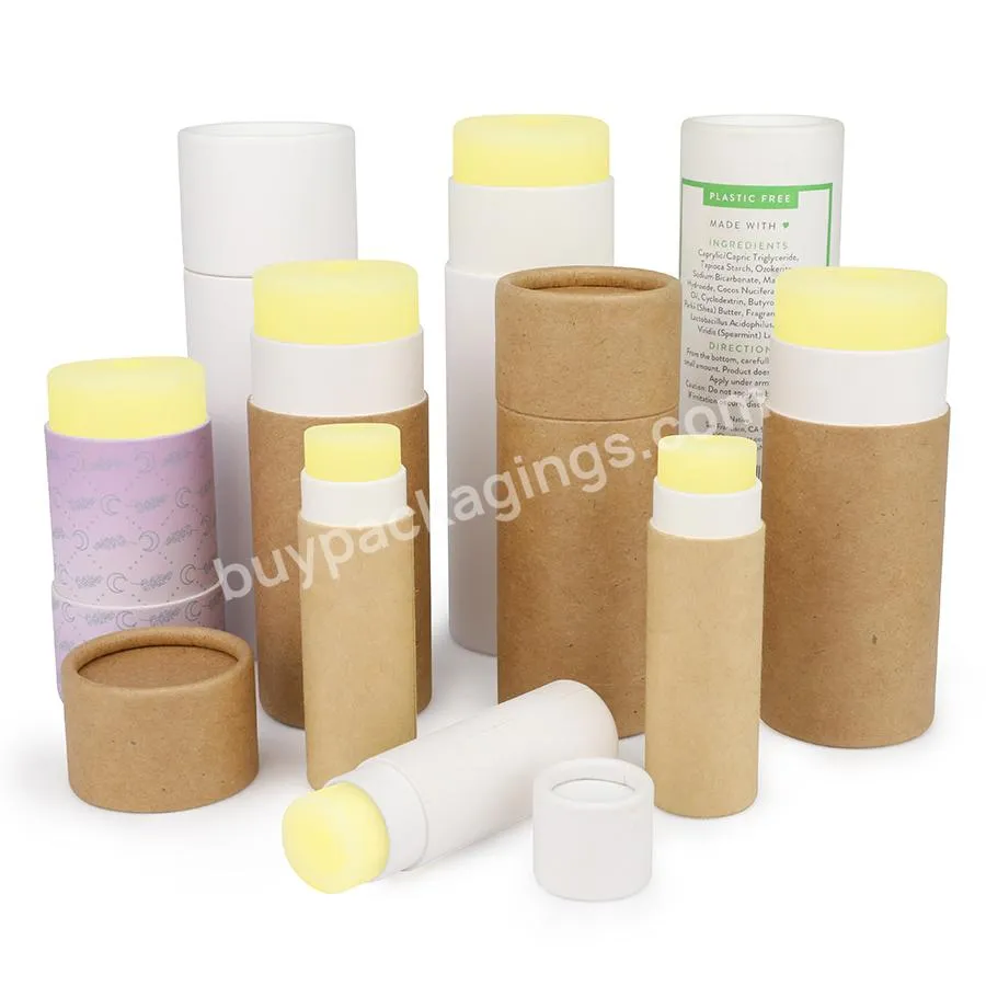 Natural Biodegradable Deodorant Push Up Paper Tube Recycled Container Cardboard Packaging Organic Kraft Lip Balm Tube