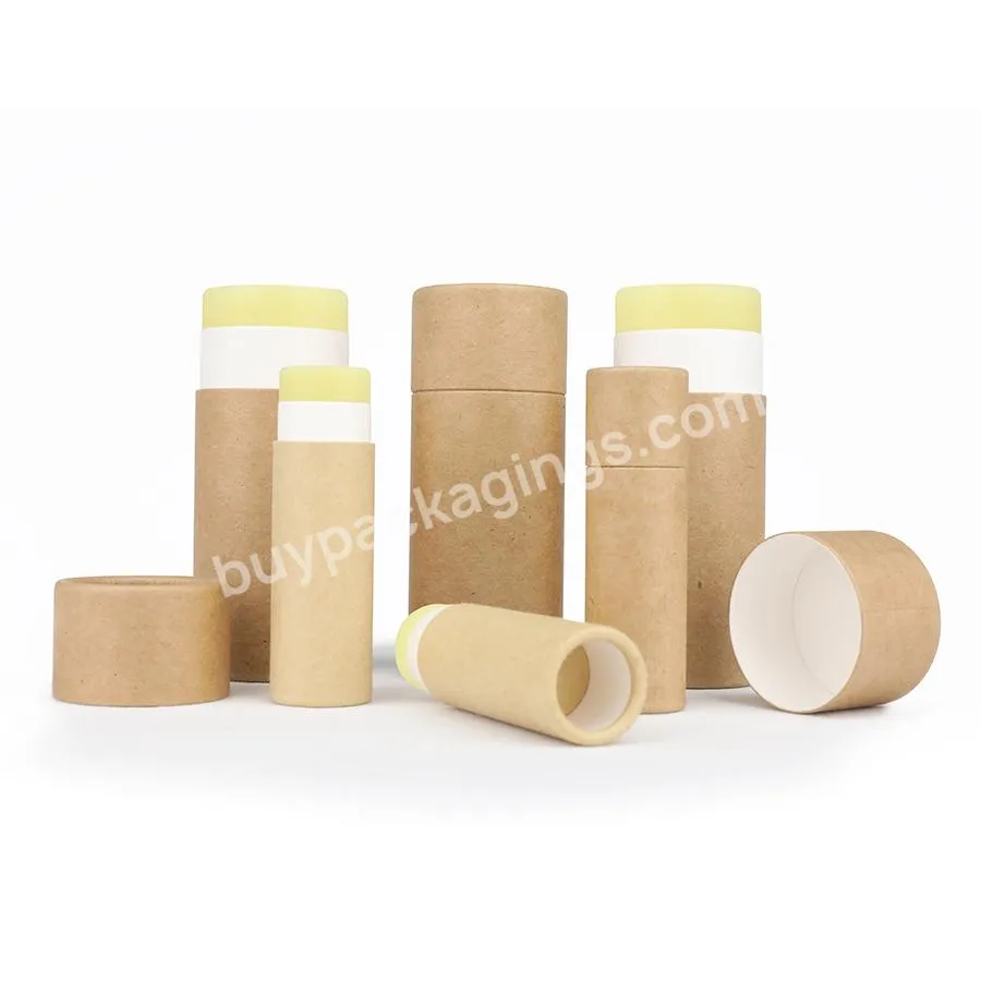 Natural Biodegradable Deodorant Push Up Paper Tube Recycled Container Cardboard Packaging Organic Kraft Lip Balm Tube