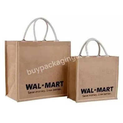 Natural Burlap Reusable Grocery Shopping Hanging File Wholesale Packing Tote Jute Bag