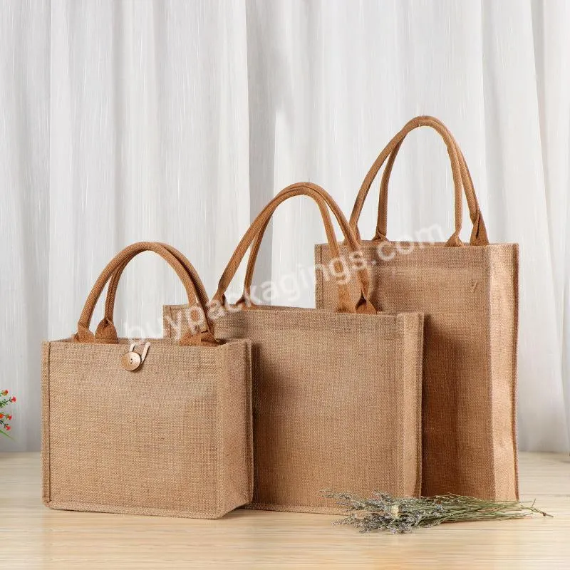 Natural Burlap Reusable Grocery Shopping Hanging File Wholesale Packing Tote Jute Bag