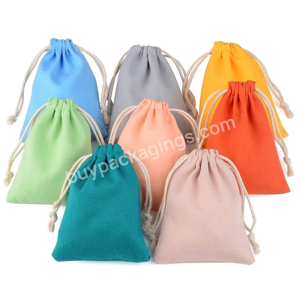 Natural Cotton Bags Small Pouch Eyelashes Makeup Drawstring Sachet Bags For Wedding Gift Candy