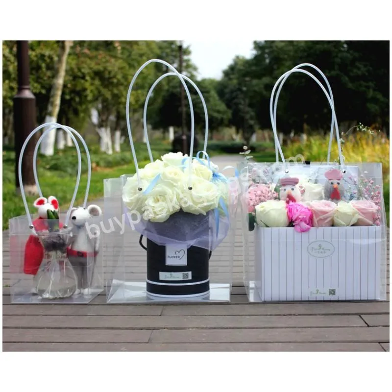 New Arrival Plastic Transparent Opp Flower Custom Printed Opp Flower Bag Waterproof Flowers Wrapping Gift Carry Bag