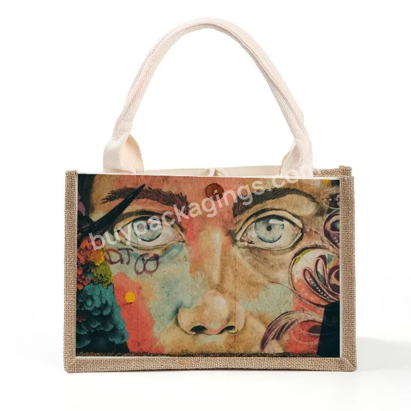 New Colorful Eco Friendly Lamination Burlap Grocery Foldable Reusable Tote Shopping Bags Jute Bag With Custom Lo