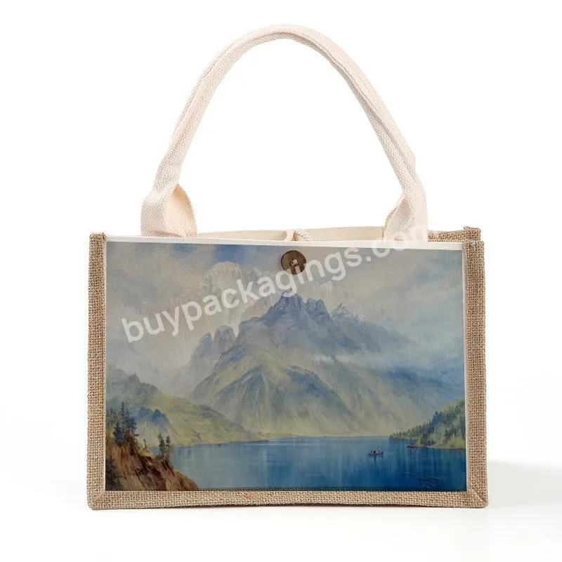 New Custom Large Capacity Eco Friendly Reusable Burlap Jute Tote Shopping Bag With Sturdy Handle