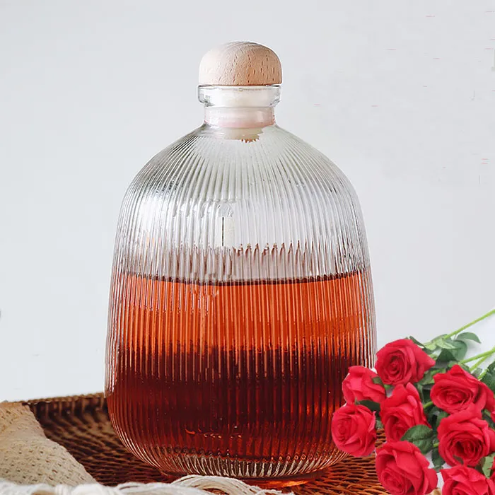 New Design Luxury Transparent 250ML 500ML Frosted Glass Plum Wine Bottle