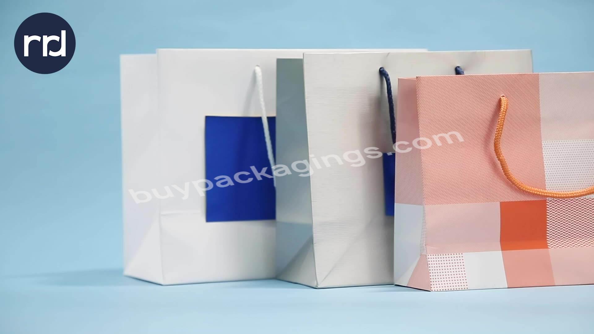 New Designed Color Printed Pink Paper Bags Gift Bags Party Bags with Ribbon Handle