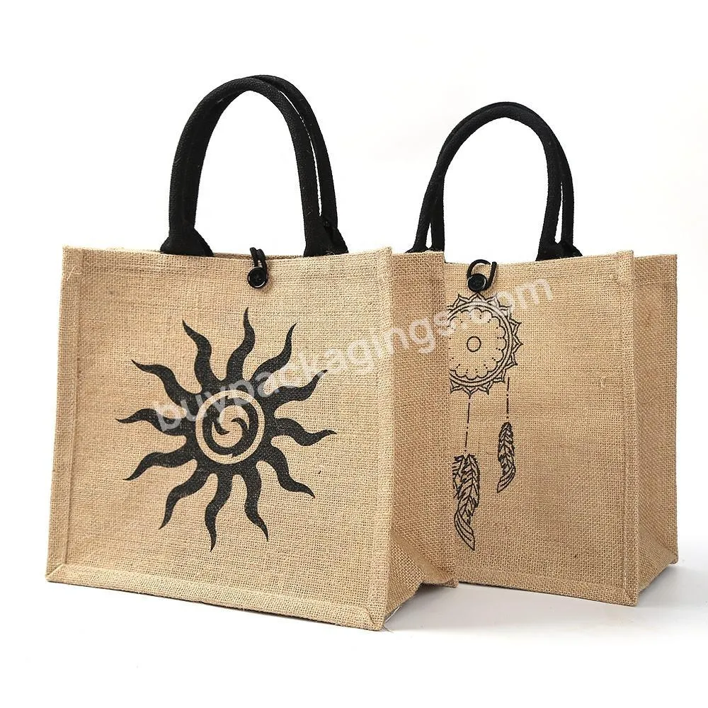 New Eco Friendly Fashionable Printing Beach Tote Bag Jute Bag Shopping Jute Custom Tote Bag