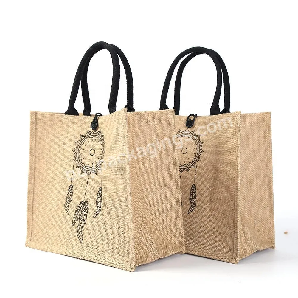 New Eco Friendly Fashionable Printing Beach Tote Bag Jute Bag Shopping Jute Custom Tote Bag