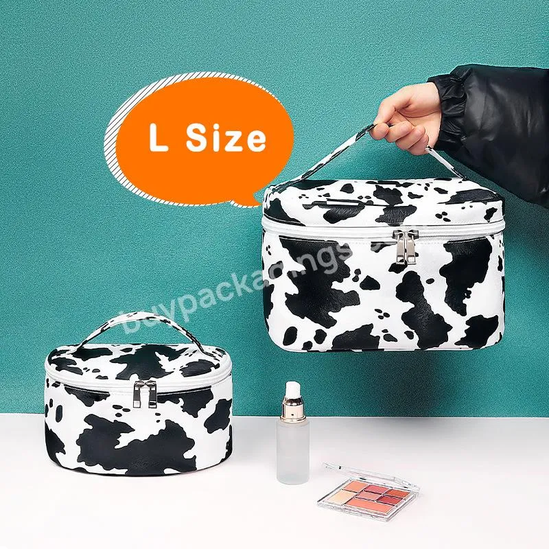 New Fashion Women Lovely Cow Style Travel Toiletry Cosmetic Bag Large Capacity Makeup Bag With Handles