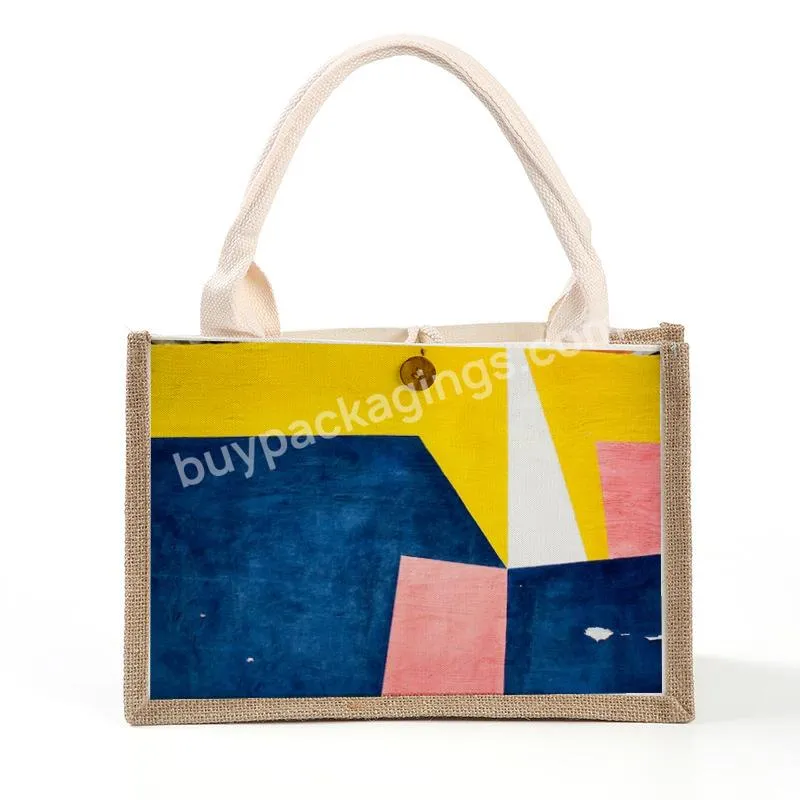 New High Quality Custom Printed Reusable Eco-friendly Shopping Bag Jute Tote Bags With Handles Sac En Jute