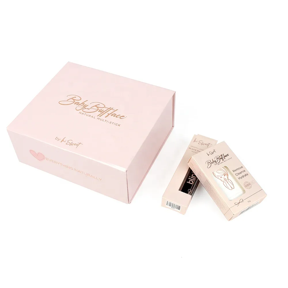new Lovely pink skincare cosmetic packaging box magnetic foldable luxury PR gift box